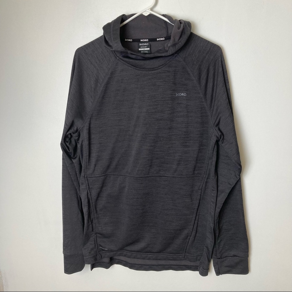 Skora Qwick-Dry Hoodie with Front Kangaroo Pocket, Gray, Medium